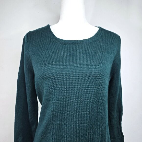 J. Crew Petite Forest Green SUper Soft Merino Wool Tunic Sweater Top - Picture 2 of 7